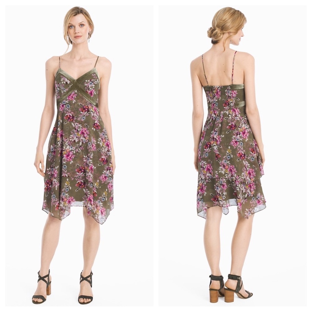 🤍 nwt | whbm | strappy velvet trim floral dress